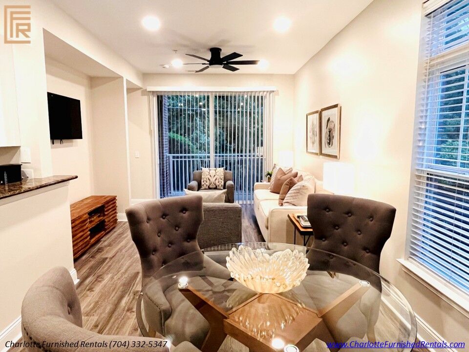 Dining Living Room Furnished Rental Dilworth Dining and living room in furnished rental near Dilworth Charlotte