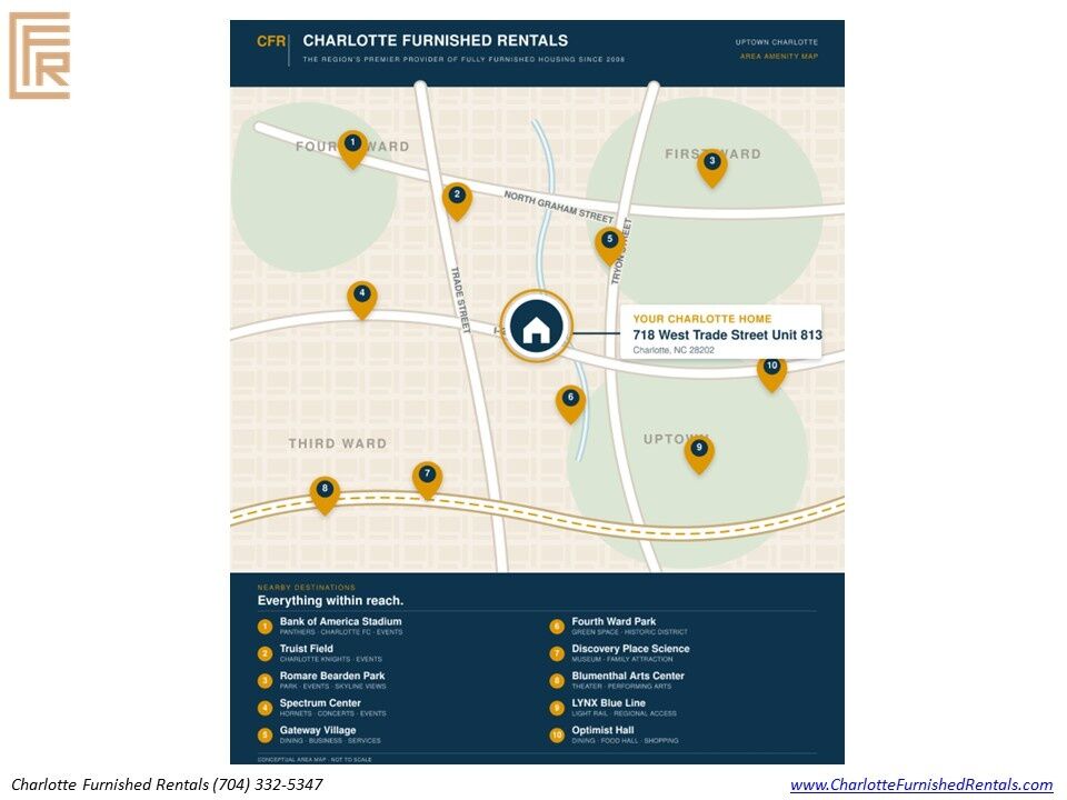 718-west-trade-uptown-charlotte-neighborhood-map Map of 718 West Trade Street Unit 813 near Gateway Village and Uptown Charlotte attractions