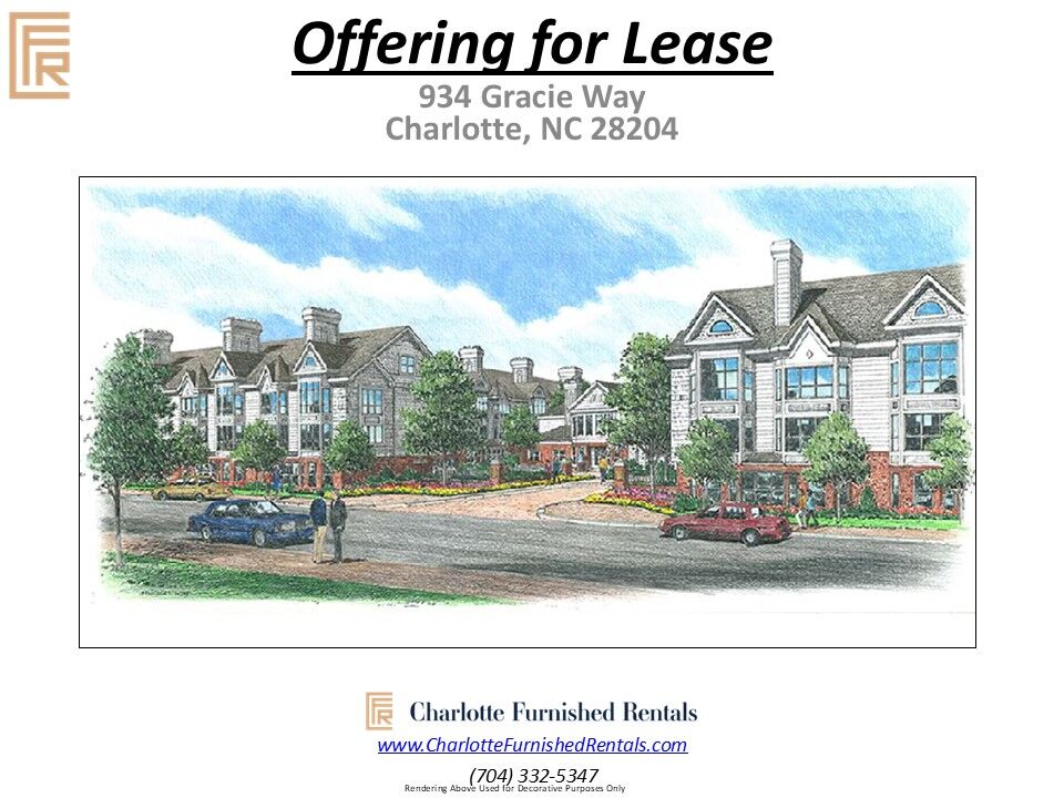 Slide1 Beautifully furnished one-bedroom apartment at 934 Gracie Way in Charlotte's Elizabeth neighborhood.