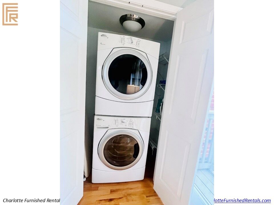 Slide11 Full-size in-suite washer and dryer for guest convenience.