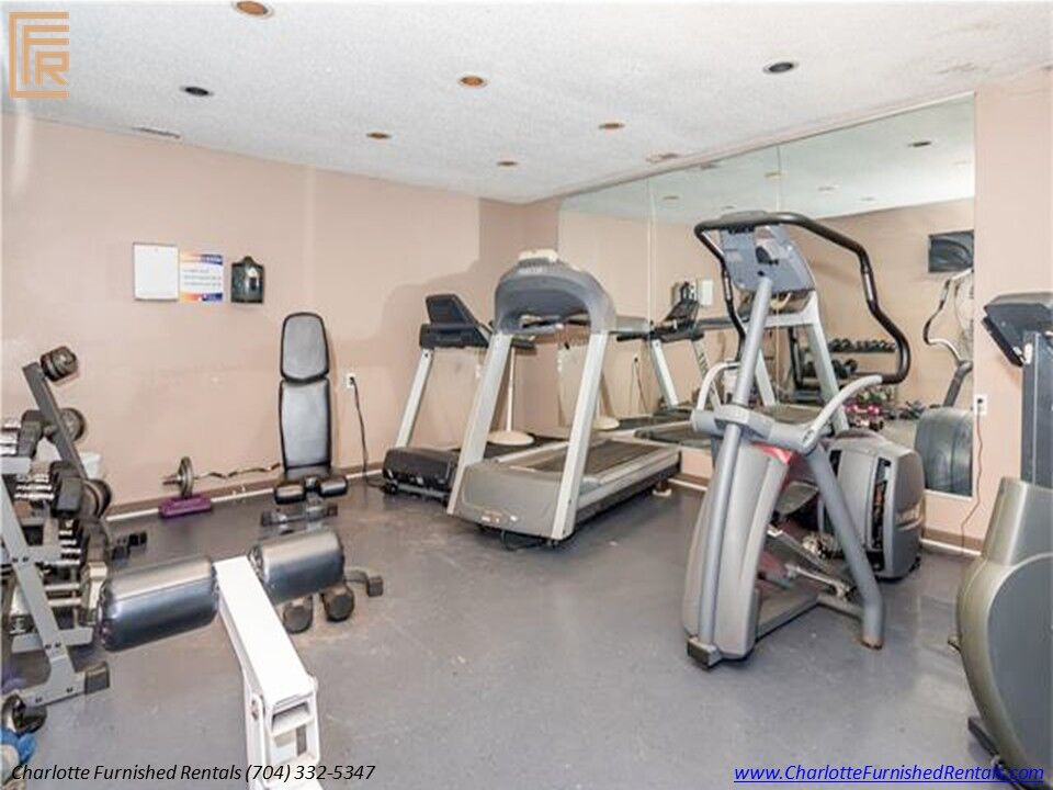 On-Site Gym | 2510 Cranbrook Lane Unit 20 Gym equipment near 2510 Cranbrook Lane Unit 20 furnished rental Charlotte