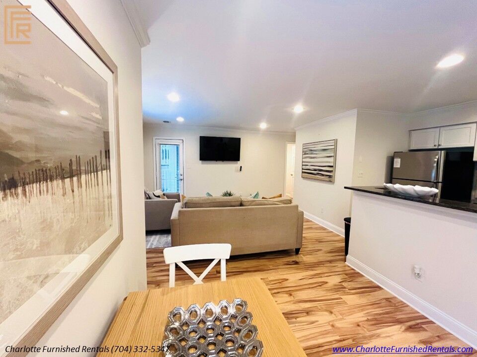 Open Floor Plan | 2510 Cranbrook Lane Unit 20 Open floor plan from dining area at 2510 Cranbrook Lane Unit 20 Charlotte