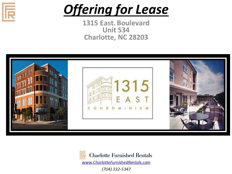 1315 East Blvd Unit 534 Exterior 1315 East Boulevard Unit 534 furnished apartment for lease in Dilworth Charlotte