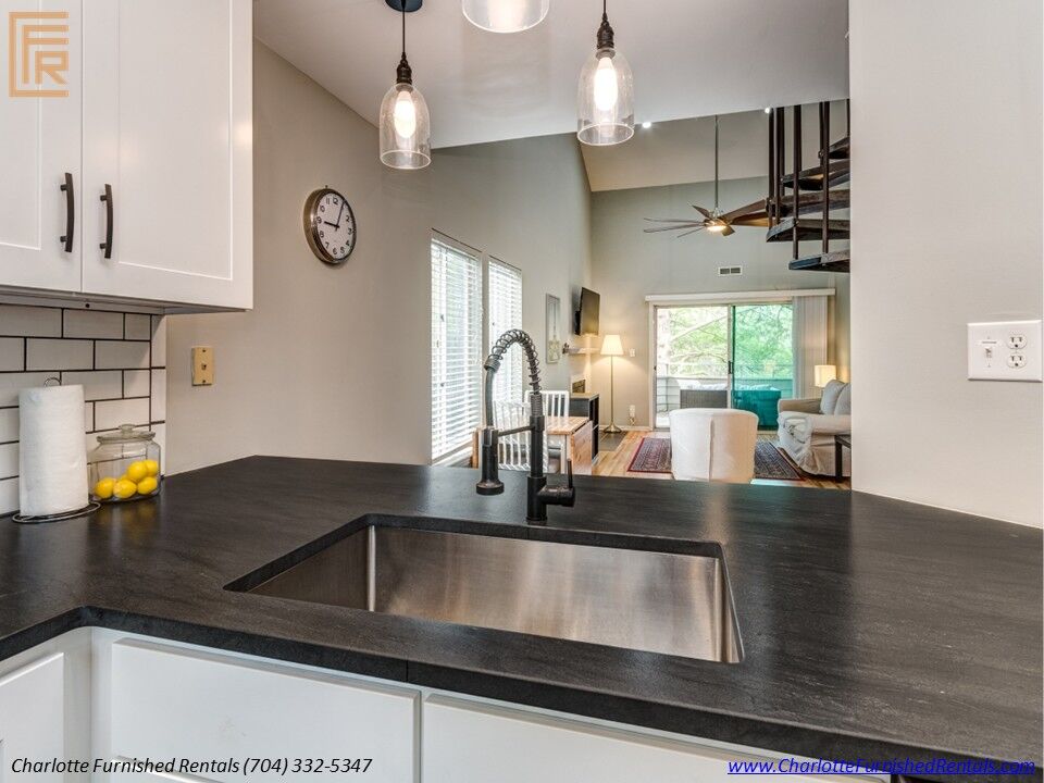 Furnished rental SouthPark Charlotte NC | renovated white kitchen Furnished rental SouthPark Charlotte NC with renovated white kitchen