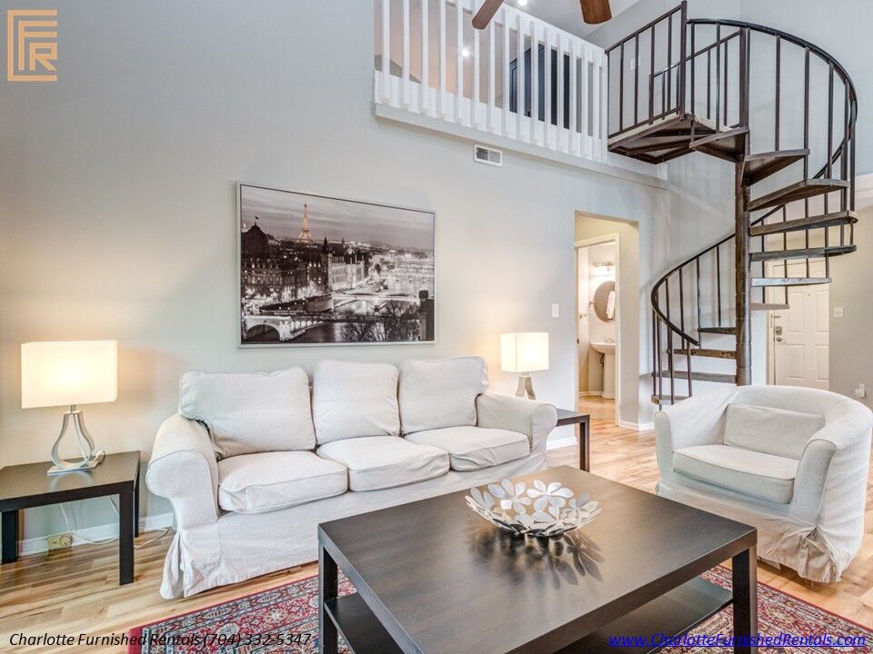 SouthPark furnished rental | upper-level loft bedroom SouthPark furnished rental with upper-level loft bedroom